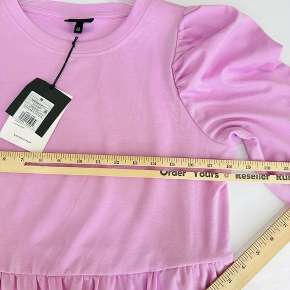 Who What Wear Women's Dress Medium Purple Midi Half Length Sleeve Ruffle Hem New - Picture 9 of 12